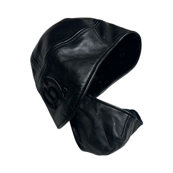 RARE leather fur trim helmut trapper hat - Picture 2 of 7